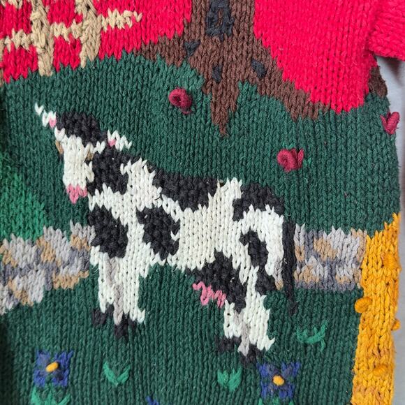 Signature by Northern Isles Knitted by Hand Farm Animals Apple Tree Red XL VTG! - Picture 5 of 15